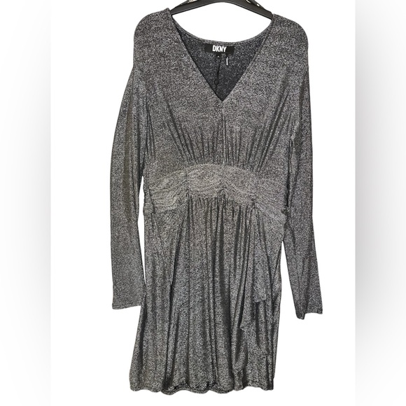 DKNY Sparkle Knit A Line Long Sleeve Dress NWT, M - Picture 2 of 5